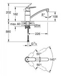 GROHE - Eurosmart Cosmopolitan Dřezová baterie, sklopná pod od okno, chrom 31170000