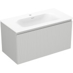 MEXEN/S - Rivel koupelnová skříňka 90 cm s umyvadlem Vela, 1 šuplík, reliéf , šedá mat/bílá mat 91A20-09047-1-BF62-W23M01