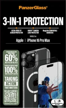PanzerGlass Bundle 3in1 iPhone 16 Pro Max 6.9" D3O Hardcase + Screen Protector UWF+ Lens B1294+2864+ (5715685003417)