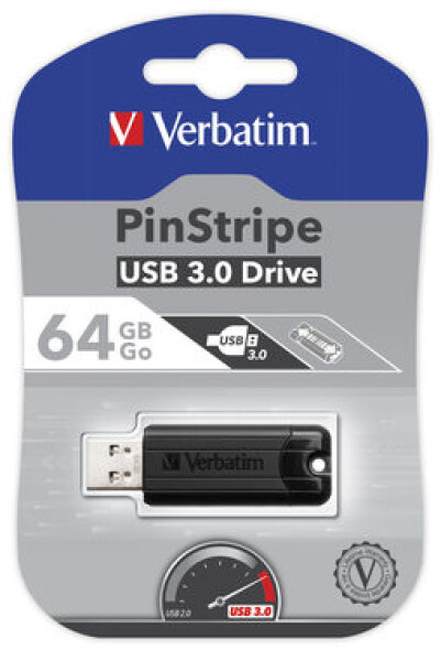 Verbatim PinStripe 64GB černá / Flash disk / USB 3.0 (49318-V)