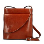 Luxusní dámská kožená crossbody kabelka Sweara, koňaková