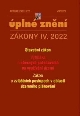 Aktualizace IV/2 2022 Stavební zákon, územní plánování