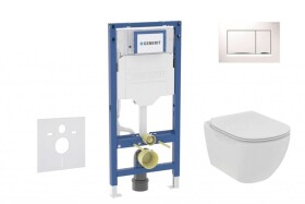 GEBERIT - Duofix Set předstěnové instalace, klozetu Tesi a sedátka softclose, tlačítko Sigma30, bílá/chrom SANI11CD3112