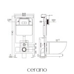 CERANO - Kompletní WC set Basic/Forte - černá matná - WC tlačítko Maxio/Stříbrná - volně stojící - předstěnová instalace - 51x36 CER-8050BD86402