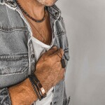 Pánský korálkový náhrdelník Domenico - 6 mm přírodní onyx a tygří oko, Hnědá 47 cm