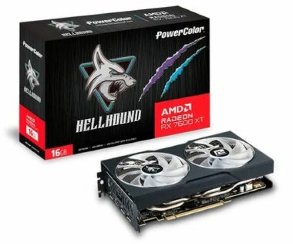 PowerColor Radeon RX 7600 XT Hellhound 16GB OC / 2029 - 2810 MHz / 16GB GDDR6 / 128-bit / 3x DP / 1x HDMI / (6+8) 650W (RX7600XT 16G-L/OC)