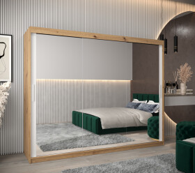 Šatní skříň Abi T3 Barva korpusu: Dub artisan, Rozměry: 250 cm, Dveře: Bílá