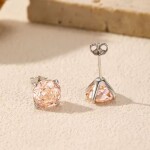 Stříbrné náušnice Ledová růže s meruňkovým krystalem 6/8 mm, Light Peach 8 mm