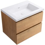 CERANO - Koupelnová skříňka Carole - dub medový + umyvadlo z lit. mramoru Ovo - bílá lesklá - 70,5x53x46,5 CER-8050BD85878
