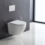 Mereo WC set - Smart flush rimless WC oblé, modul pro sádrokarton, bílé oválné tlačítko MM02NSETRT210