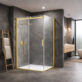 HOPA - Pevná boční stěna PANEL BELVER GOLD NEW - Barva rámu - Zlatá, Pevná stěna - 80 Směr zavírání - Univerzální Levé / Pravé, Výplň - Čiré bezpečnostní sklo - 8 mm BCBELV80PSBGCN
