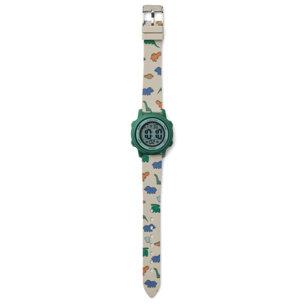 LIEWOOD Dětské digitální hodinky Sussi Wrist Dinosaurus/Mist, béžová barva, papír