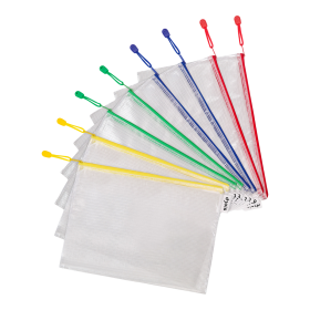 Djois obálka se zipem, A4, PVC síťovina, mix barev, 8 ks