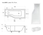 HOPA - Asymetrická vana ESTE - Nožičky k vaně - Bez nožiček, Rozměr vany - 170 × 75 cm, Způsob provedení - Pravé VANEST17P