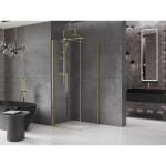 MEXEN/S - Velar sprchový kout 90 x 90, transparent, zlatá kartáčovaná 871-090-090-01-55