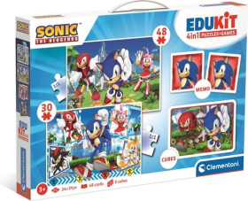 Edukit Sonic 4v1 (pexeso, 48 + 30 puzzle, 6 kostek)