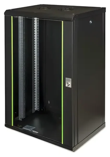 DIGITUS Unique 9U šedý / Nástěnný rozvaděč / 19" / 600 x 450 mm / Skleněné dveře / Nosnost 100 kg (DN-19 09-U)