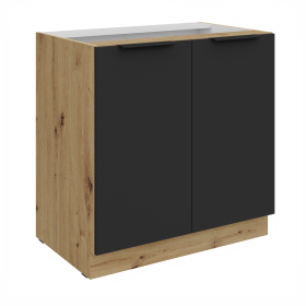 Spodní skříňka Aria 80 D 2F BB Barva korpusu: Dub artisan, Barva dvířek: BL - Black AFM