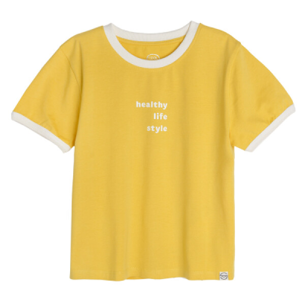 Tričko s krátkým rukávem a nápisem- žluté - 134 YELLOW
