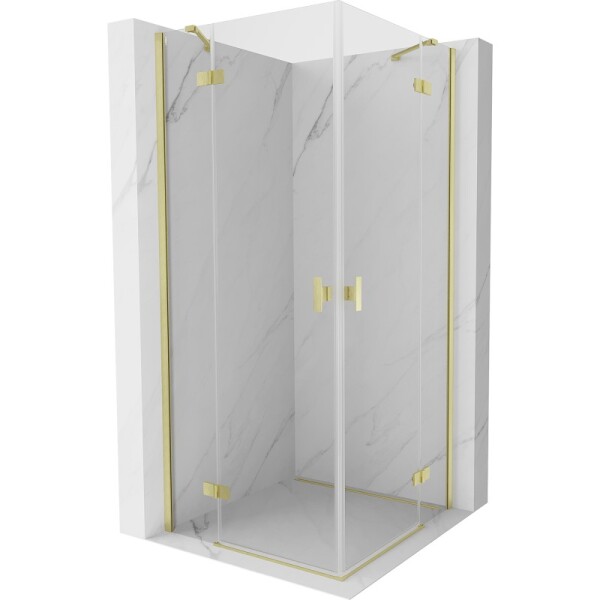 MEXEN/S - Mist H Duo sprchový kout dveře křídlové 75 x 75, transparent, zlato kartáčovaná 8A5-075L-075P-55-00