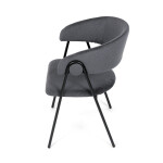 Židle jidelní, šedá látka, černá kovová noha