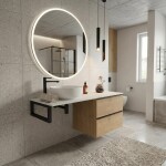 CERANO - Koupelnová skříňka Velora - dub medový, úchytka černá + deska pod umyvadlo z lit. mramoru Elanys - 12 mm + konzole černá - 160x54,2x46,5 CER-679398