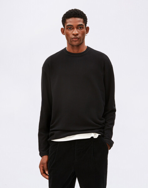 Tričko Armedangels Maarkos Waffle Long-Sleeve 105 black