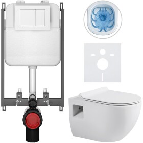 CERANO - Kompletní WC set Basic/Dure - bílá lesklá - WC tlačítko Maxio/Bílá - pro zazdění - 51x35 CER-8050BD85899