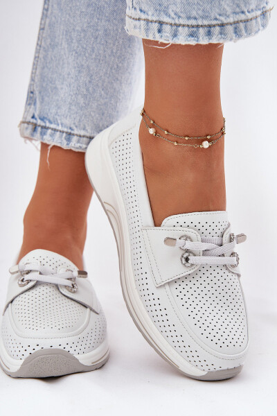 Kožené Polobotky Z Přírodní Kůže Na Platformě Artiker 56C2101 Bílé 40