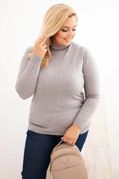 Dámský viskózový svetr Plus Size s klasickým střihem šedý UNI