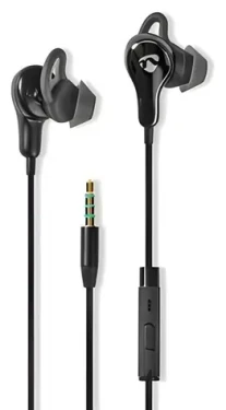 Nedis Kabelová sluchátka černá / Sluchátka / 3,5 mm / Délka kabelu 1,2 m / Vestavěný mikrofon / Ovládání hlasitosti (HPWD8000BK)