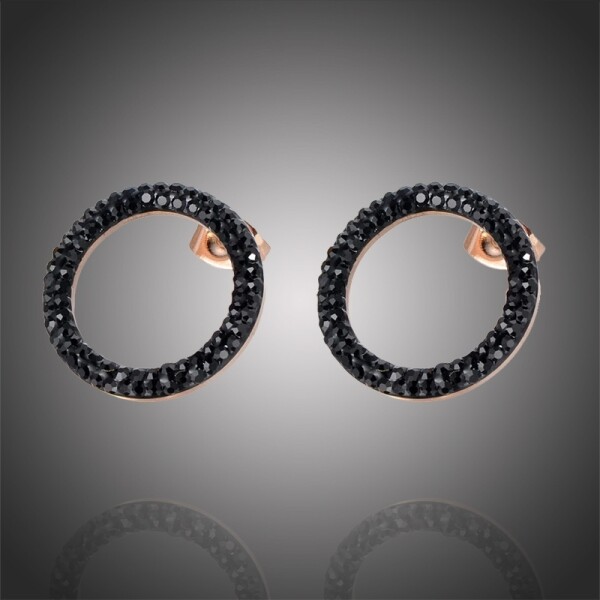 Ocelové náušnice se zirkony Vanesa - chirurgická ocel, Zlatá