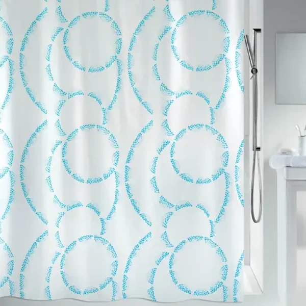 SPIRELLA Sprchový závěs CLAIRE bílý / Motiv kruhy / Polyester / 180 x 200 cm
