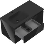 MEXEN/S - Orio koupelnová skříňka 90 cm s umyvadlem Vela levá, 2S, 1D, černá lesk/černá mat 91A13-09047-3-BBFFF70-W23L71