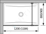 Pure Skleněná stěna boční, 1200x2000 mm, s úpravou Jika Perla Glass H2674230026681