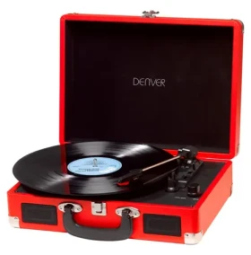 Denver VPL-120 červená / Gramofon / připojení k PC pomocí USB / umožňuje nahrávání LP desek do PC (dvpl120red)