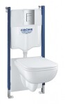 GROHE - Solido Set předstěnové instalace, klozetu Edge Ceramic a sedátka softclose, tlačítko Even, chrom 39816000