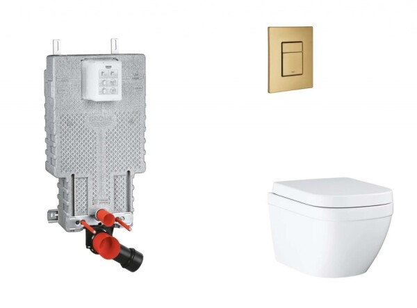 GROHE - Uniset Set předstěnové instalace, klozetu, sedátka SoftClose a tlačítka Skate Cosmopolitan, Triple Vortex, kartáčovaný Cool Sunrise SANI15BB4106
