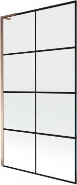 MEXEN/S - Next L vanová zástěna FIX 100 x 150, černá vzor, růžové zlato 895-100-000-03-77-60