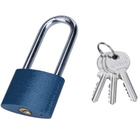 EXTOL CRAFT 93252 Zámek visací prodloužený, litinový, 52mm, modrý, 3 klíče