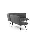 Lavice rohová, šedá látka v dekoru broušené kůže, černý kov