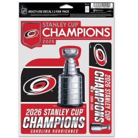Wincraft Samolepka Carolina Hurricanes NHL 2026 Stanley Cup Champions 3 pack Multi Use Decal% 1 ks