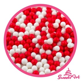 SweetArt cukrové perly červené a bílé 5 mm (1 kg)