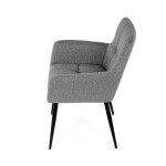 Židle jídelní, světle šedá látka, černý kov