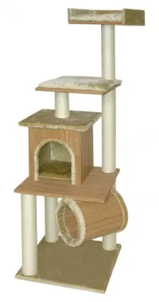 Cat-Gato Bamboo III 164 cm tmavé/světlé / Škrabadlo pro kočky / sisal / 61x61x164 cm (319602)