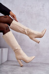 Klasické semišové boty na podpatku Béžová Tressa 40