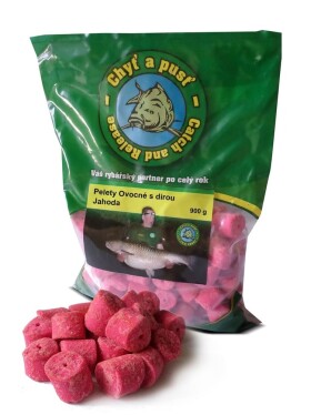 Chyť a pusť Pelety ovocné s dírou 18mm 900g - Jahoda,Chyť a pusť Pelety ovocné s dírou 18mm 900g - Jahoda