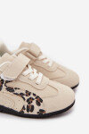Dětské sportovní boty na suchý zip béžové s leopardem Perrin 28