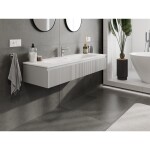 MEXEN/S - Rivel koupelnová skříňka 140 cm s umyvadlem Vela, 1 šuplík, reliéf , šedá mat/bílá mat 91A20-14023-1-BF62-W23M01