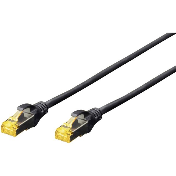 Digitus DK-1644-A-070/BL RJ45 síťové kabely, propojovací kabely CAT 6A S/FTP 7.00 m černá bez halogenů, kroucené páry , s ochranou, samozhášecí 1 ks